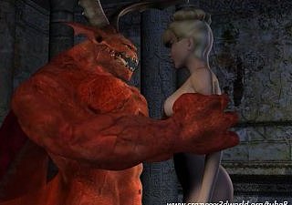 Animazione 3D: Demon Rosso Fucks bambina bionda