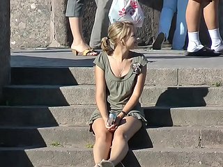 Upskirt Teen Camiknickers On Steps