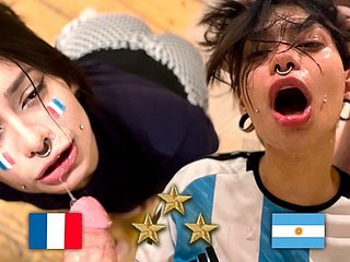 Argentinië wereldkampioen, fan neukt Frans na standing b continuously - Meg Vicious