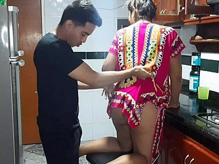 Tasting my stepmother's beneficent pussy in a difficulty kitchen